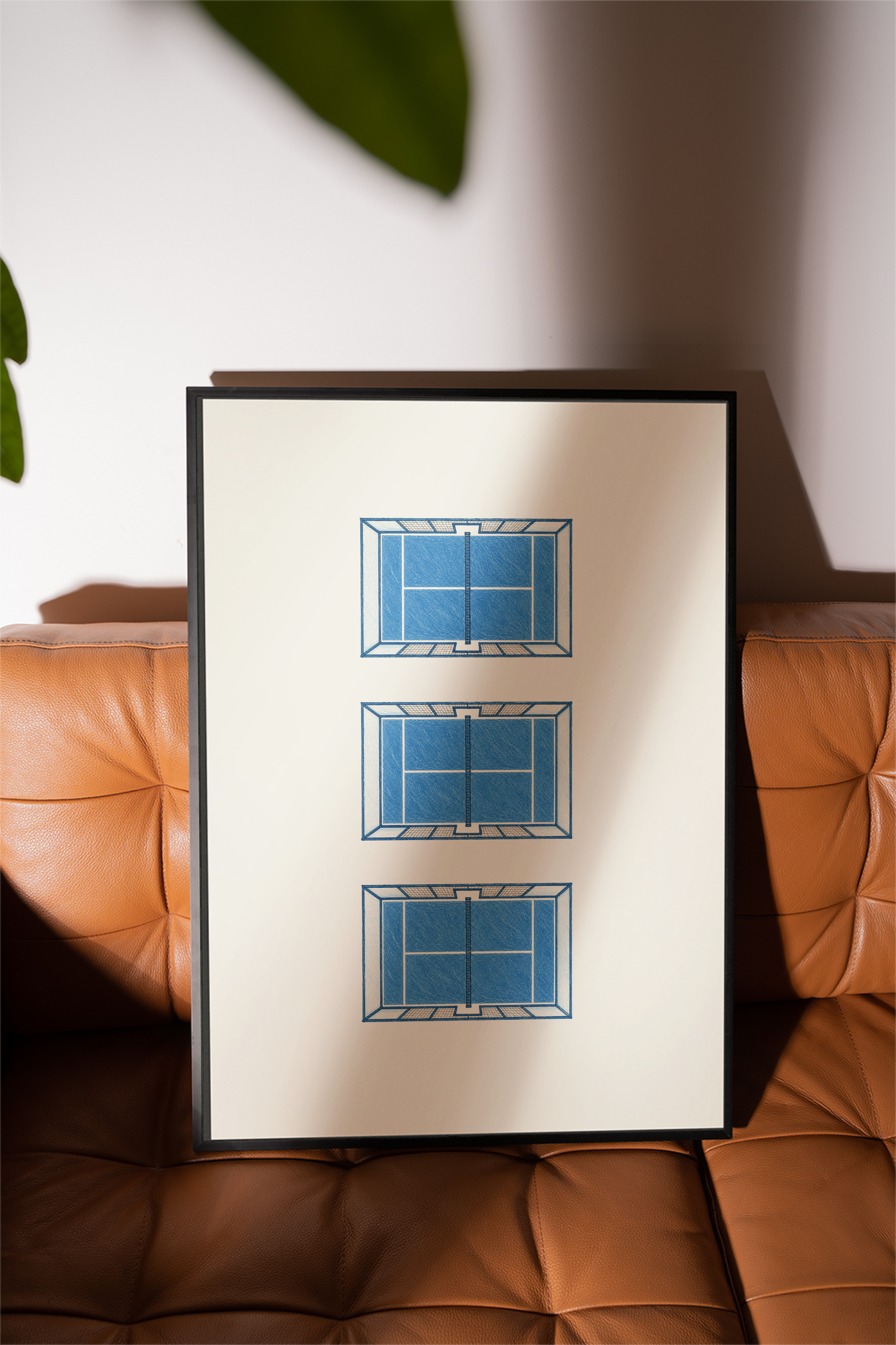 Tri Court 2 - Hand Drawn Crayon Style Padel Print
