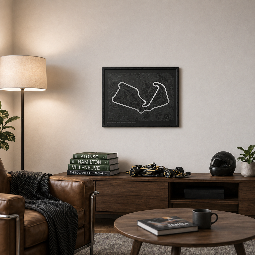 Map of Silverstone Circuit - Topographic Style Track