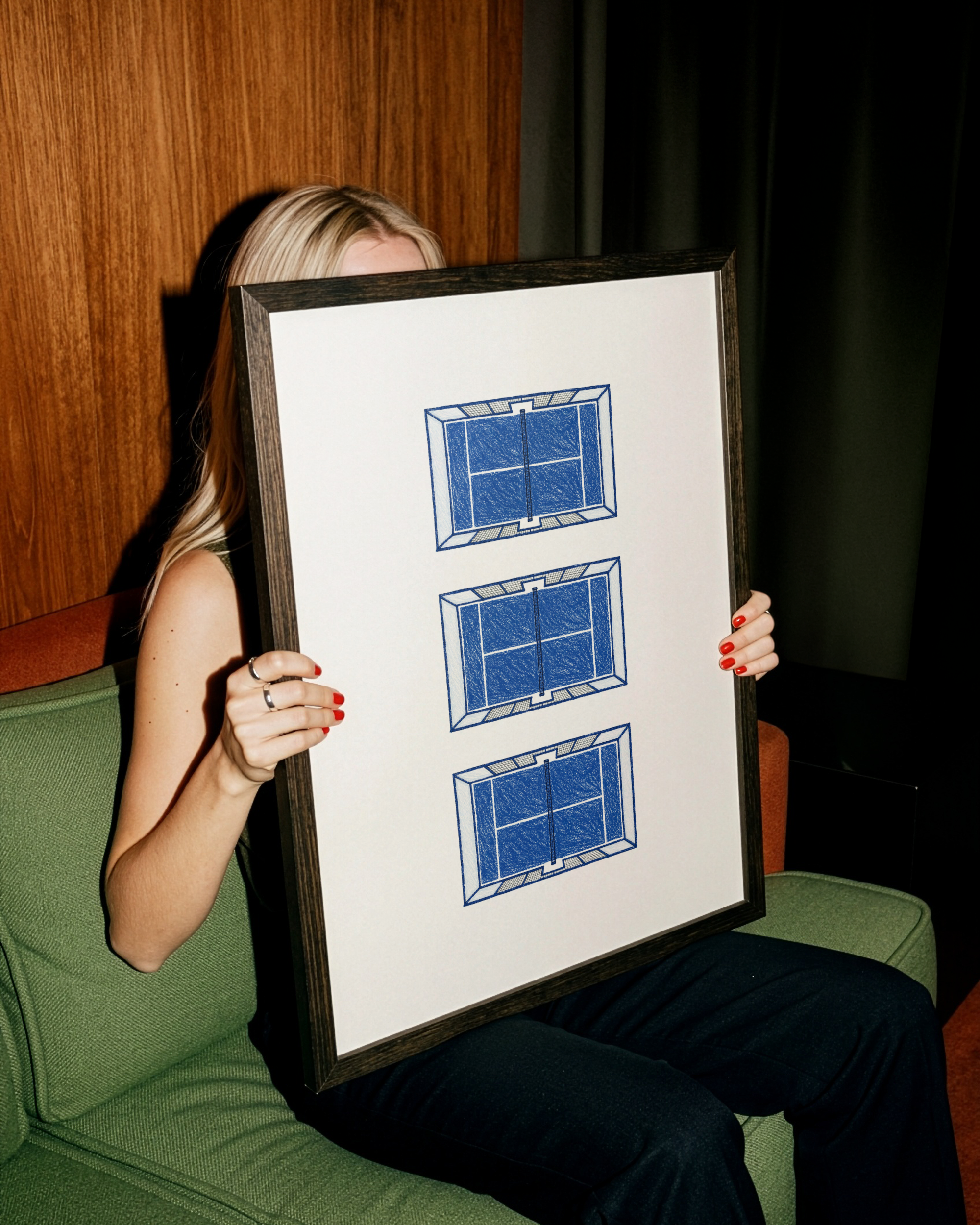 Tri Court - Hand Drawn Crayon Style Padel Print